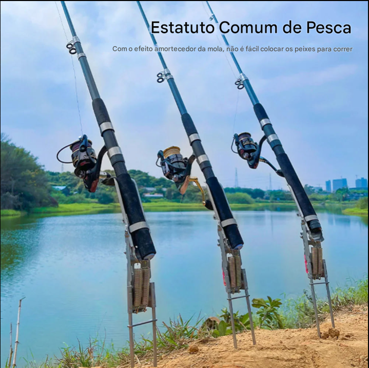 Suporte automático para vara de pescar em aço inoxidável com mola ajustável