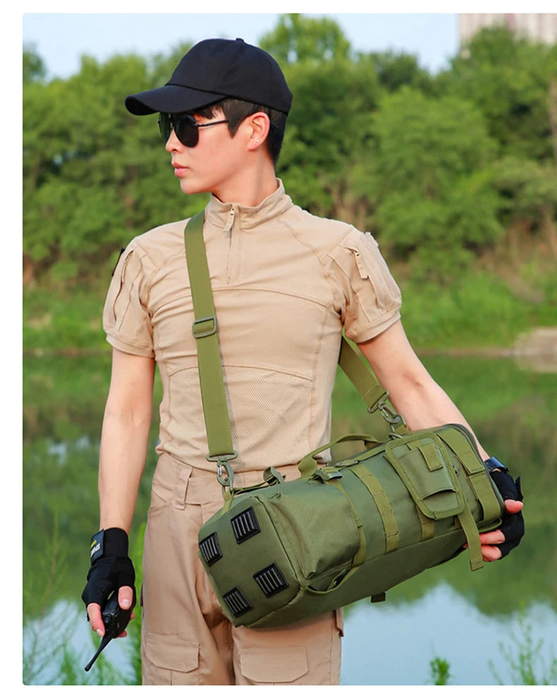 Mochila Tática de Pesca com Suporte para Haste e Armazenamento