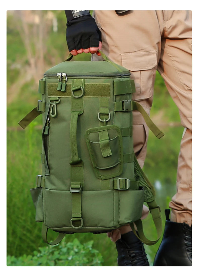 Mochila Tática de Pesca com Suporte para Haste e Armazenamento
