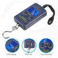 Balança digital portátil lcd, 50kg/40kg, 10g, gancho eletrônico, suspensão, peso de bagagem com fita métrica retrátil de 100cm