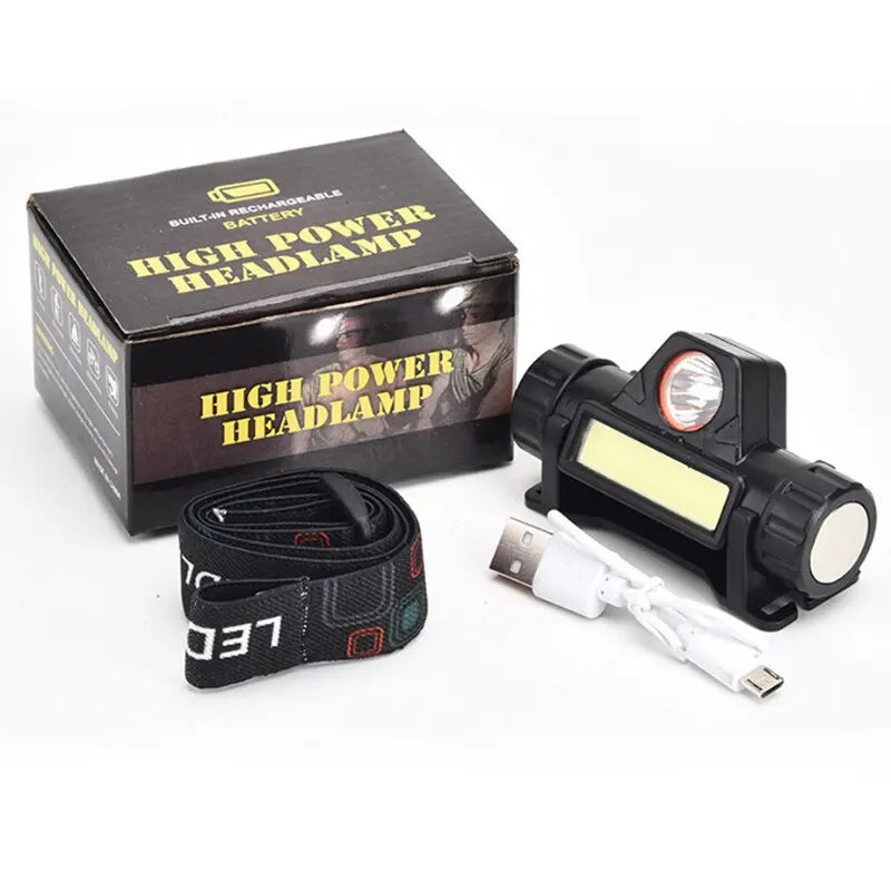 Recarregável COB LED USB Farol Forte Magnético Poderoso Farol Super Bright Waterproof Head Torch Para Pesca Ao Ar Livre