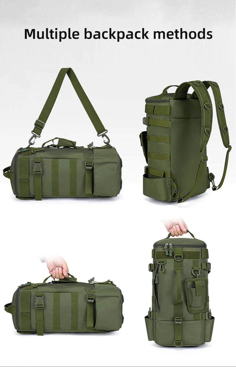 Mochila Tática de Pesca com Suporte para Haste e Armazenamento