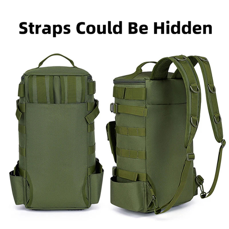 Mochila Tática de Pesca com Suporte para Haste e Armazenamento