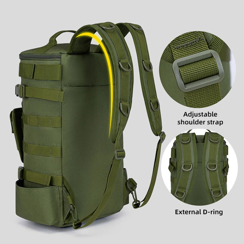 Mochila Tática de Pesca com Suporte para Haste e Armazenamento