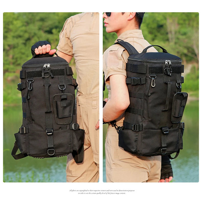Mochila Tática de Pesca com Suporte para Haste e Armazenamento
