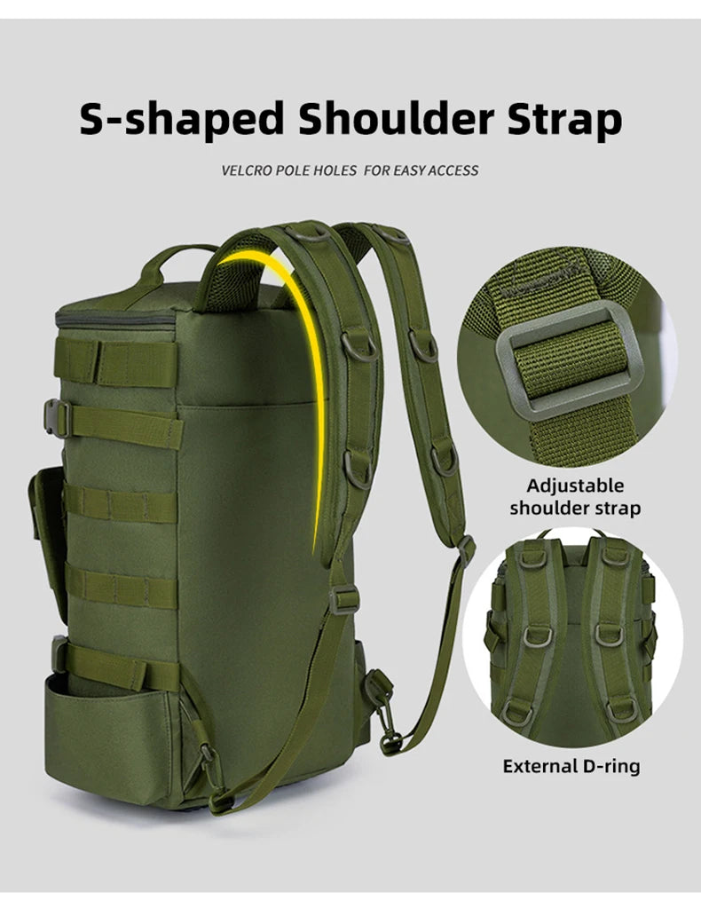 Mochila Tática de Pesca com Suporte para Haste e Armazenamento