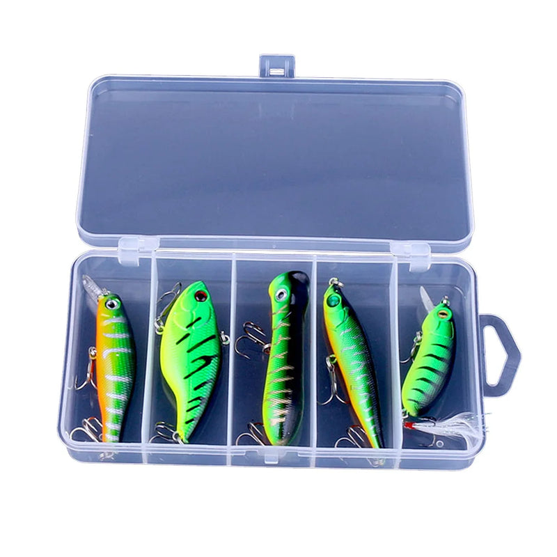 Kit Iscas Artificais Profissional | Modelos Variados | 5 Unidades