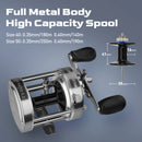 HANDING Flag Round Baitcasting Reel, Aluminum Alloy Body Fishing Reels, 13kg Max Drag, 5.3:1 Gear Ratio, 12+1 BB Reel for Pike