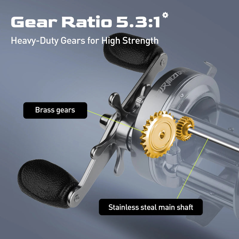 HANDING Flag Round Baitcasting Reel, Aluminum Alloy Body Fishing Reels, 13kg Max Drag, 5.3:1 Gear Ratio, 12+1 BB Reel for Pike