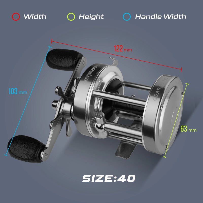 HANDING Flag Round Baitcasting Reel, Aluminum Alloy Body Fishing Reels, 13kg Max Drag, 5.3:1 Gear Ratio, 12+1 BB Reel for Pike
