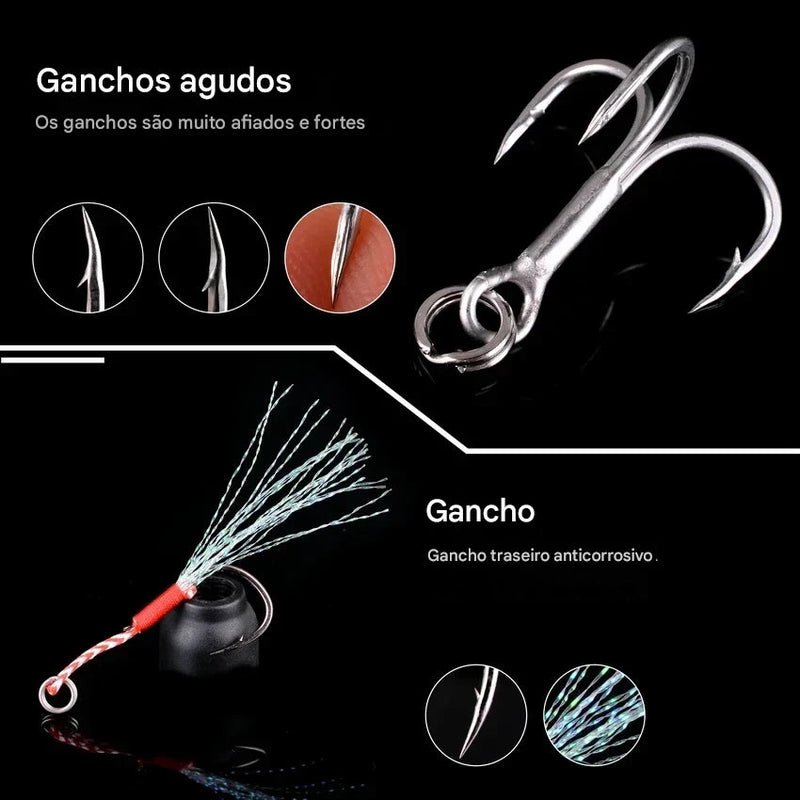 Kit 5 Iscas Metal Jig com Caixa – 10g a 60g | Isca Artificial para Pesca em Água Salgada e Doce