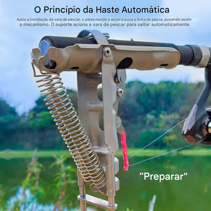 Suporte automático para vara de pescar em aço inoxidável com mola ajustável