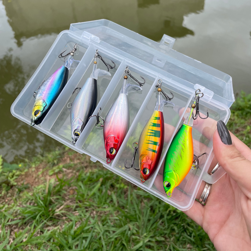 Isca Artificial Flutuante com Hélice 5 unidades + Manual da Pesca de Brinde