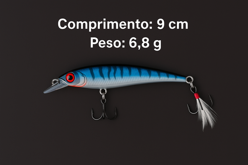 Iscas Artificiais Última Geração | Meia-água | Kit Completo 5 unidades + Caixa Organizadora