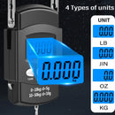 Balança digital portátil lcd, 50kg/40kg, 10g, gancho eletrônico, suspensão, peso de bagagem com fita métrica retrátil de 100cm