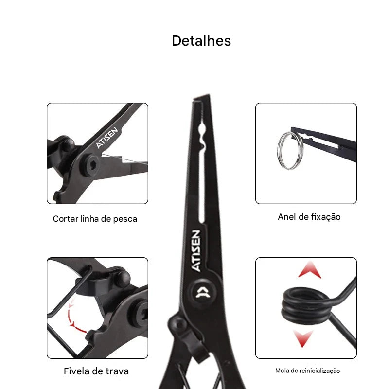 Alicate de Pesca Multifuncional com Punhos de Peixe - Precisão e Durabilidade