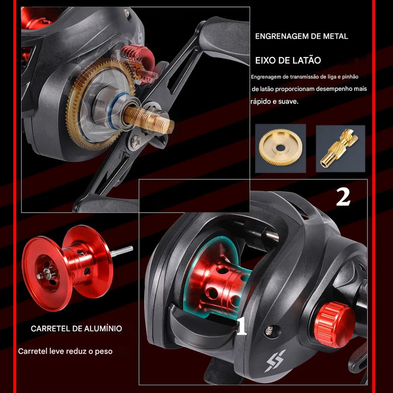 Vara e Carretel Sougayilang 5 Seções 7.2:1 para Pesca Esportiva