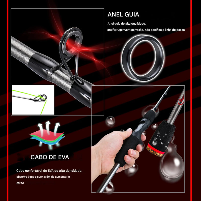 Vara e Carretel Sougayilang 5 Seções 7.2:1 para Pesca Esportiva