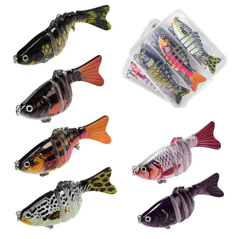 3 pçs/caixa wobbler de pesca realista 7 segmento swimbait crankbait isca dura lenta 10cm/15g isca iscas artificiais equipamento de pesca