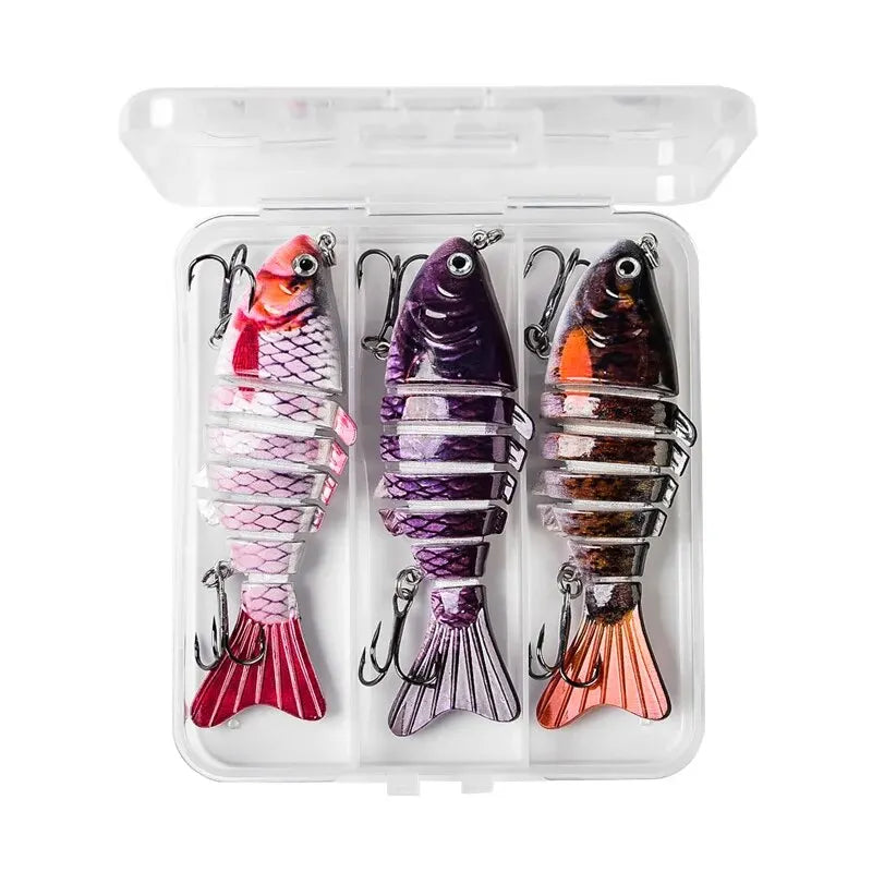 3 pçs/caixa wobbler de pesca realista 7 segmento swimbait crankbait isca dura lenta 10cm/15g isca iscas artificiais equipamento de pesca